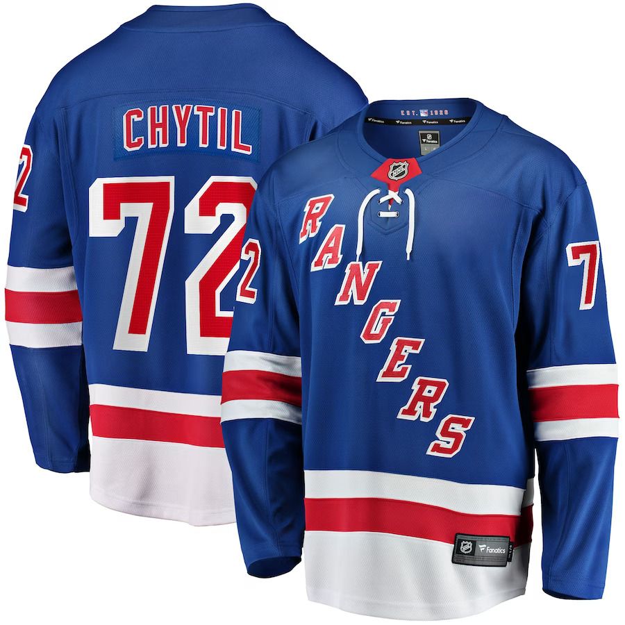 Men New York Rangers #72 Filip Chytil Fanatics Branded Blue Home Breakaway NHL Jersey